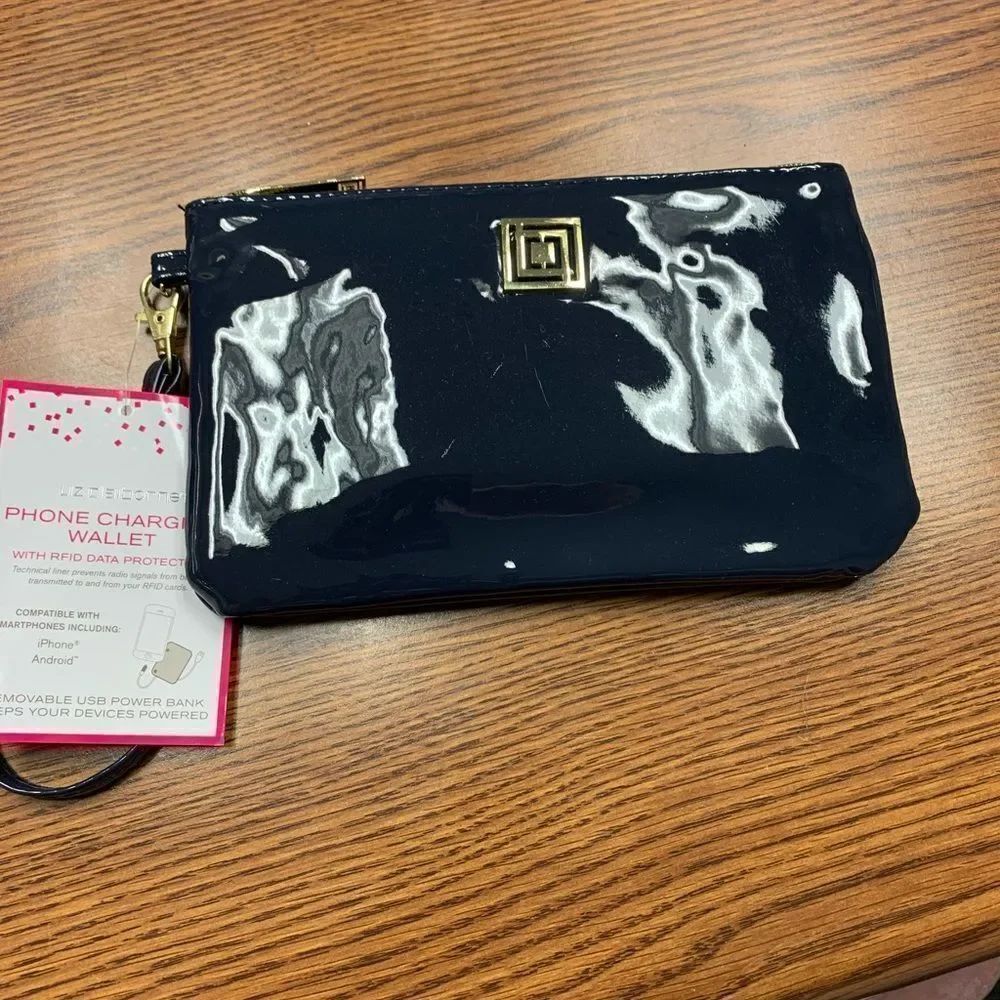 Liz Claiborne Navy Patent Phone Charging Wristlet